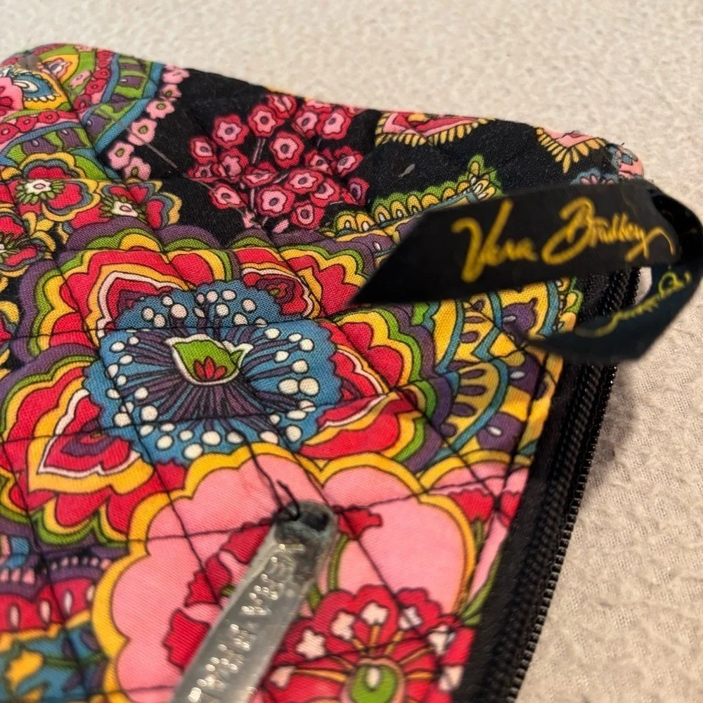 Vera Bradley Colorful Quilted Floral Cosmetic Make-up Accessory Bag Lined